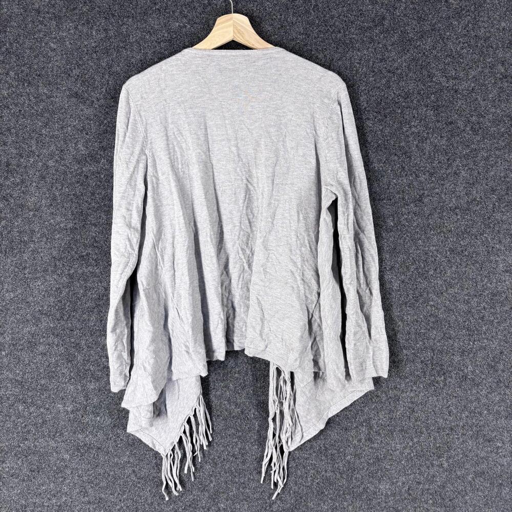Vila Milano Cardigan Women L Large Gray Open Front Long Sleeve Fringe Casual - Picture 2 of 7
